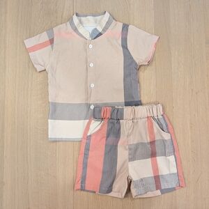 Chic Plaid Shirt and Shorts Set